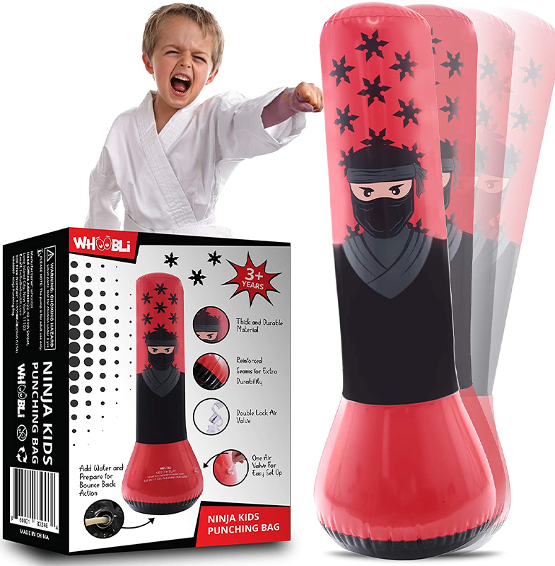 Ninja Inflatable Punching Bag<br>for kids ages 3-7 years | with free air pu﻿mp
